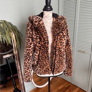 Rachel Zoe Brown Leopard Teddy Jacket
